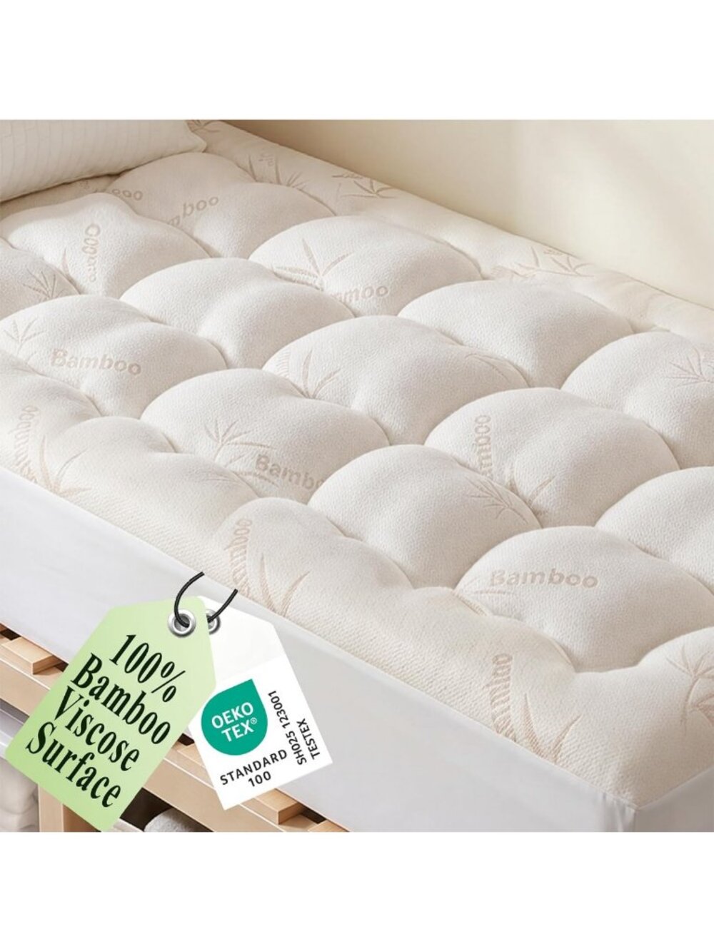 Cooling Twin Size Mattress Topper, Soft Bamboo Viscose for Hot Sleepers